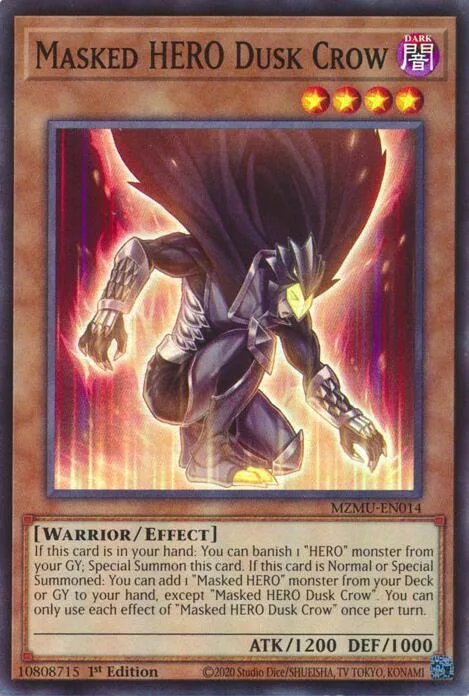 Masked HERO Dusk Crow MZMU-EN014 Yu-Gi-Oh card from Maze of Muertos