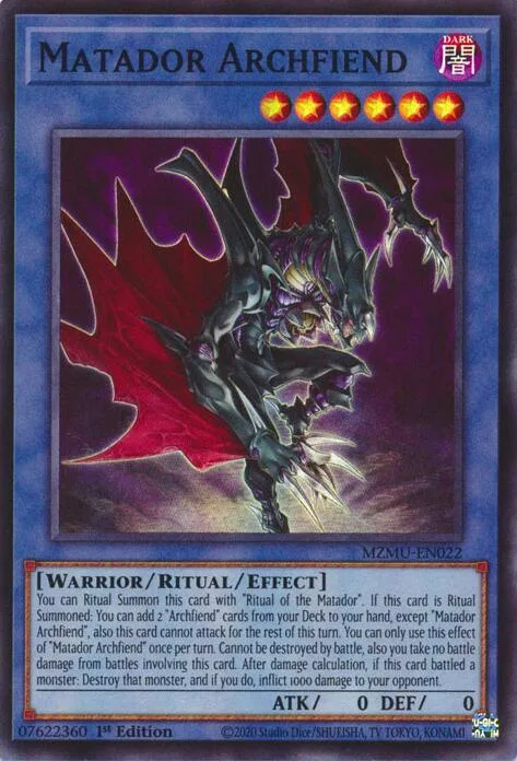Matador Archfiend MZMU-EN022 Yu-Gi-Oh card from Maze of Muertos