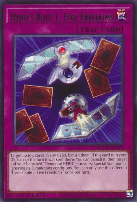 Hero's Rule 1: Five Freedoms MZMU-EN027 Yu-Gi-Oh card from Maze of Muertos