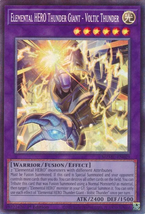 Elemental HERO Thunder Giant - Voltic Thunder Collector's Rare MZMU-EN029 Yu-Gi-Oh card from Maze of Muertos