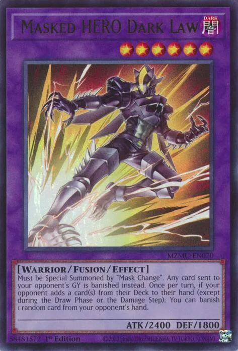 Masked HERO Dark Law MZMU-EN070 Yu-Gi-Oh card from Maze of Muertos