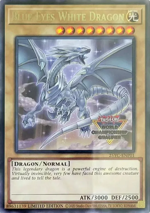 Blue-Eyes White Dragon World Championship Qualifier 25YC-ENP01 Yu-Gi-Oh card from Yu-Gi-Oh! Championship Series 2025 Prize Cards