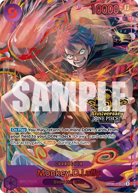 Monkey.D.Luffy Japanese Version 3rd Anniversary Set OP09-119 One Piece card from One Piece Promotion Cards
