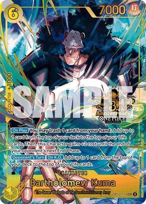 Bartholomew Kuma Japanese Version 3rd Anniversary Set OP12-119 One Piece card from One Piece Promotion Cards
