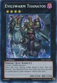 Evilswarm Thanatos HA07-EN063 1st Edition Yu-Gi-Oh card from Hidden Arsenal 7: Knight of Stars