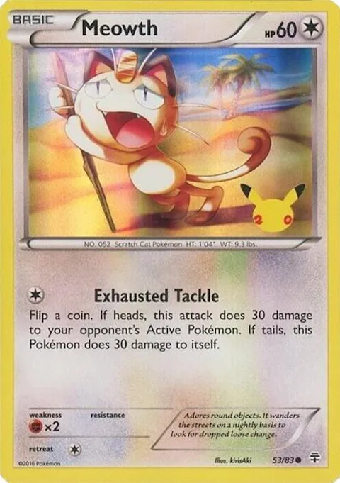 Meowth - 53/83 20th Anniversary #053/083 Holofoil Pokémon card from Miscellaneous Cards & Products