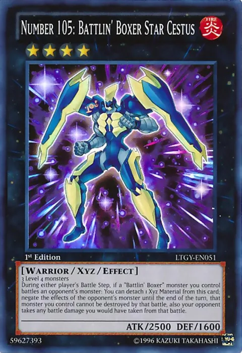 Number 105: Battlin' Boxer Star Cestus LTGY-EN051 1st Edition Yu-Gi-Oh card from Lord of the Tachyon Galaxy