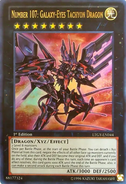 Number 107: Galaxy-Eyes Tachyon Dragon LTGY-EN044 1st Edition Yu-Gi-Oh card from Lord of the Tachyon Galaxy