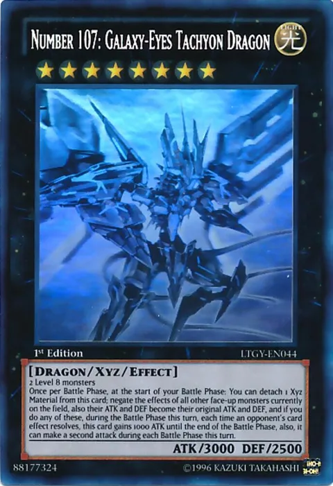 Number 107: Galaxy-Eyes Tachyon Dragon Ghost Rare LTGY-EN044 Unlimited Yu-Gi-Oh card from Lord of the Tachyon Galaxy
