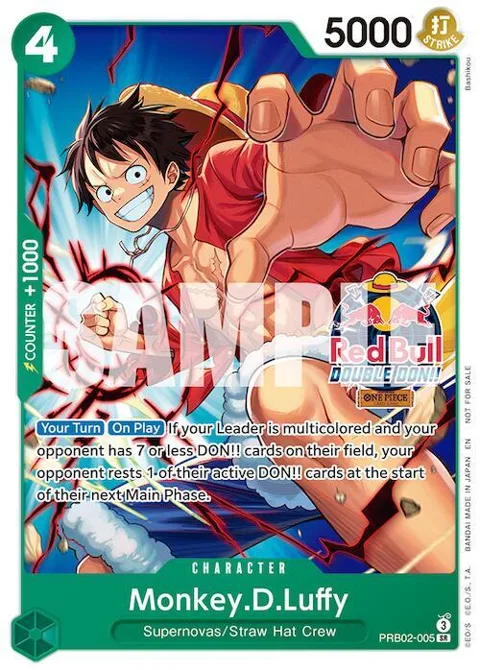 Monkey.D.Luffy Red Bull Double Don!! PRB02-005 One Piece card from One Piece Promotion Cards