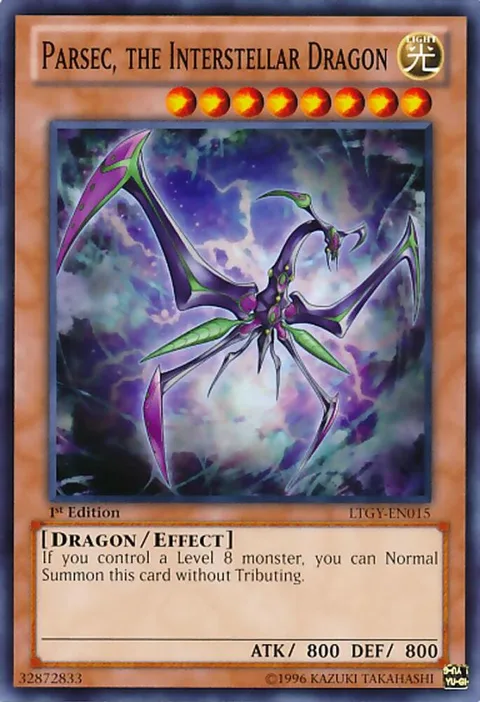 Parsec, the Interstellar Dragon LTGY-EN015 1st Edition Yu-Gi-Oh card from Lord of the Tachyon Galaxy