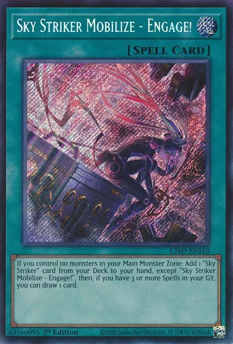 Sky Striker Mobilize - Engage! Alt Art Secret Rare L26D-ENS10 Yu-Gi-Oh card from Legendary Modern Decks 2026