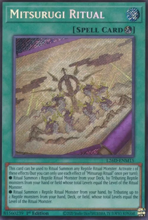 Mitsurugi Ritual Secret Rare L26D-ENM15 Yu-Gi-Oh card from Legendary Modern Decks 2026