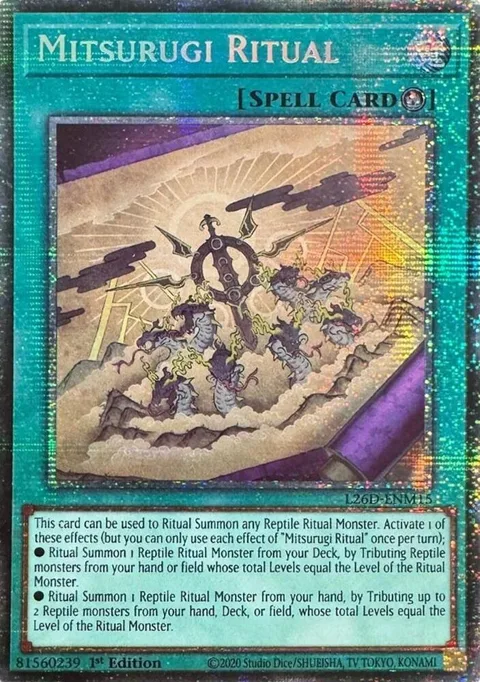 Mitsurugi Ritual Starlight Rare L26D-ENM15 Yu-Gi-Oh card from Legendary Modern Decks 2026