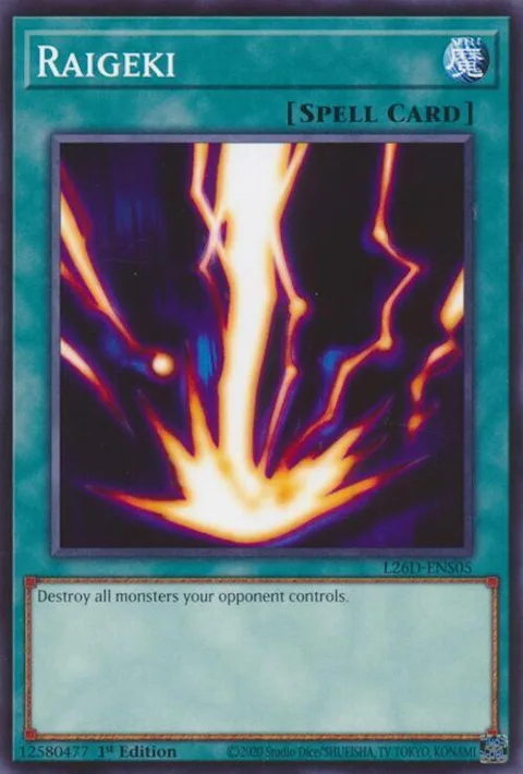 Raigeki L26D-ENS05 Yu-Gi-Oh card from Legendary Modern Decks 2026