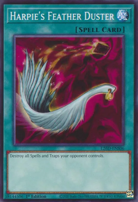 Harpie's Feather Duster L26D-ENS06 Yu-Gi-Oh card from Legendary Modern Decks 2026