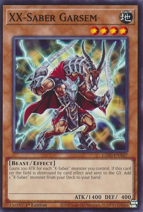 XX-Saber Garsem L26D-ENX07 Yu-Gi-Oh card from Legendary Modern Decks 2026