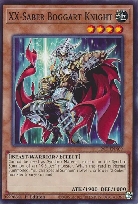 XX-Saber Boggart Knight L26D-ENX09 Yu-Gi-Oh card from Legendary Modern Decks 2026