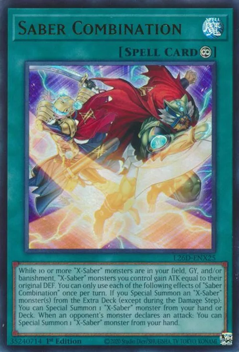 Saber Combination L26D-ENX25 Yu-Gi-Oh card from Legendary Modern Decks 2026