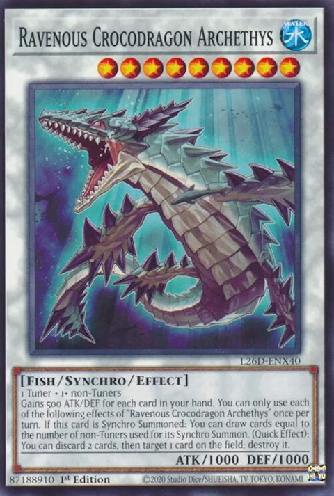 Ravenous Crocodragon Archethys L26D-ENX40 Yu-Gi-Oh card from Legendary Modern Decks 2026