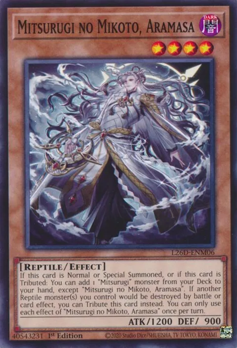 Mitsurugi no Mikoto, Aramasa L26D-ENM06 Yu-Gi-Oh card from Legendary Modern Decks 2026