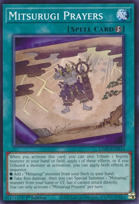 Mitsurugi Prayers L26D-ENM14 Yu-Gi-Oh card from Legendary Modern Decks 2026