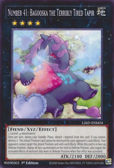 Number 41: Bagooska the Terribly Tired Tapir L26D-ENM24 Yu-Gi-Oh card from Legendary Modern Decks 2026