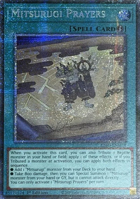 Mitsurugi Prayers Starlight Rare L26D-ENM14 Yu-Gi-Oh card from Legendary Modern Decks 2026