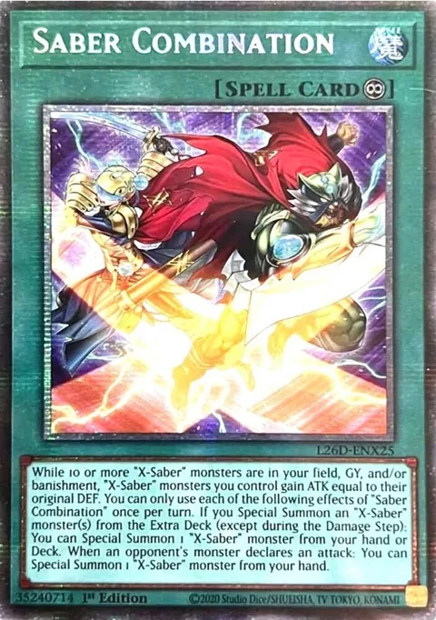 Saber Combination Starlight Rare L26D-ENX25 Yu-Gi-Oh card from Legendary Modern Decks 2026