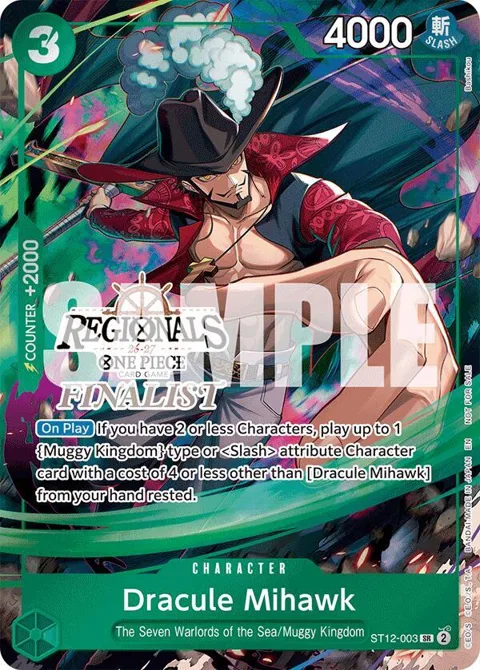 Dracule Mihawk Regionals Finalist Card Set 26-27 ST12-003 One Piece card from One Piece Promotion Cards