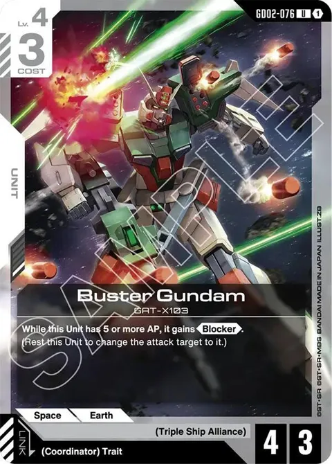 Buster Gundam GD02-076 ST09 Gundam card from Starter Deck 09: Destiny Ignition