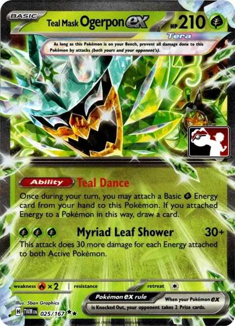Teal Mask Ogerpon ex - 025/167 Prize Pack Series 7 #025/167 Holofoil Pokémon card from Prize Pack Series Cards