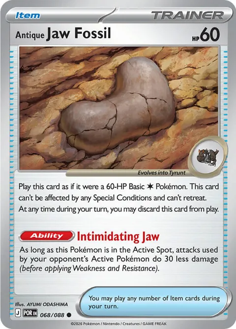 Antique Jaw Fossil #068/088 Pokémon card from Perfect Order