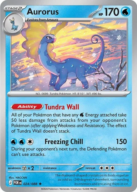 Aurorus #024/088 Reverse Holofoil Pokémon card from Perfect Order