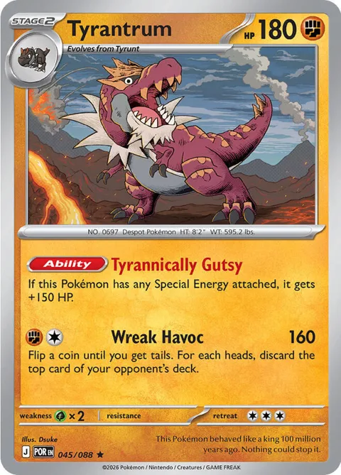 Tyrantrum #045/088 Holofoil Pokémon card from Perfect Order