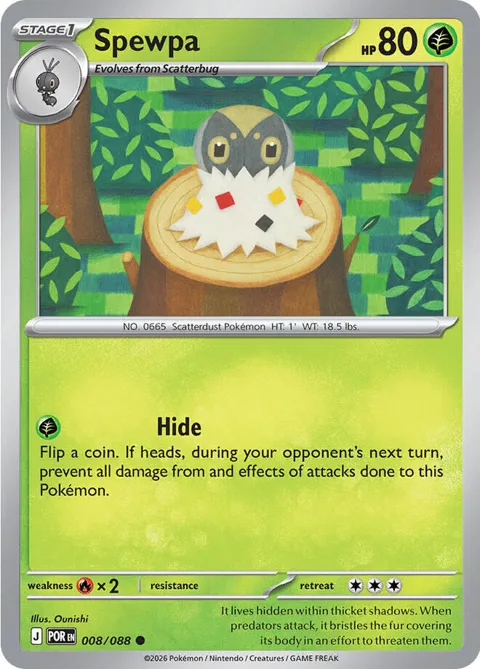 Spewpa #008/088 Reverse Holofoil Pokémon card from Perfect Order