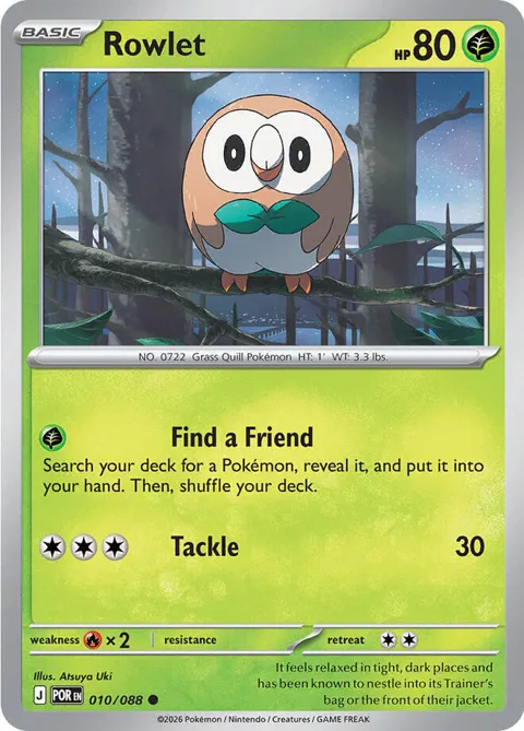Rowlet #010/088 Pokémon card from Perfect Order