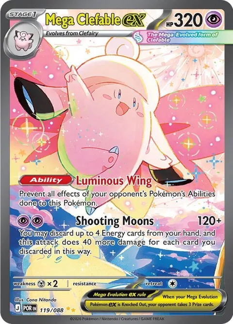 Mega Clefable ex #119/088 Holofoil Pokémon card from Perfect Order