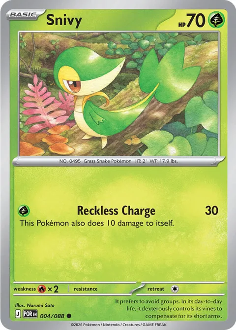 Snivy #004/088 Pokémon card from Perfect Order