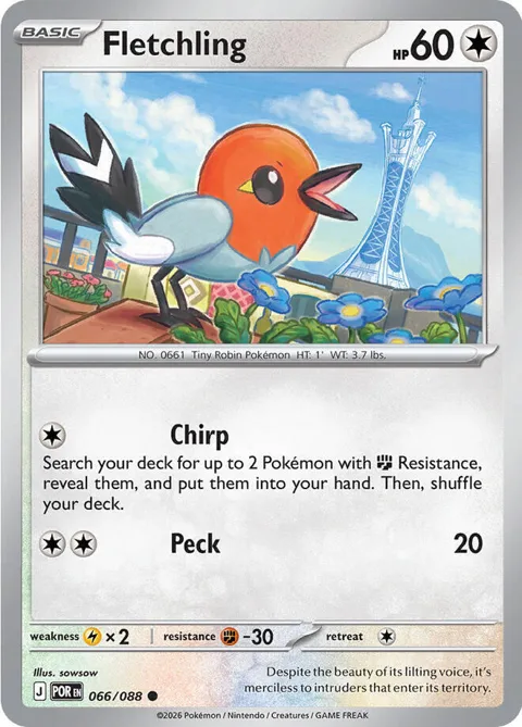 Fletchling #066/088 Pokémon card from Perfect Order