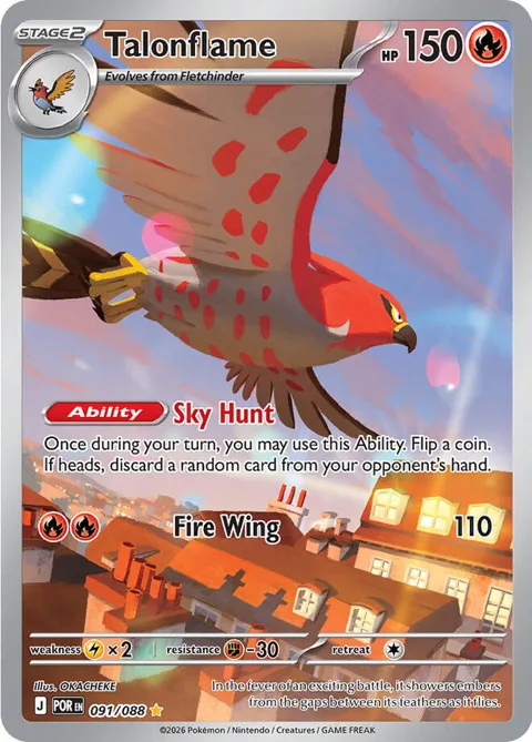 Talonflame #091/088 Holofoil Pokémon card from Perfect Order