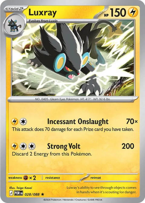 Luxray #028/088 Reverse Holofoil Pokémon card from Perfect Order