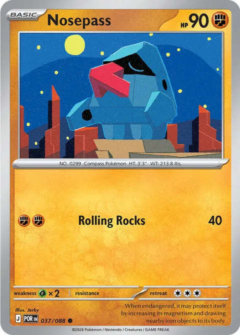 Nosepass #037/088 Reverse Holofoil Pokémon card from Perfect Order