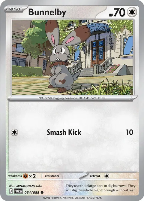 Bunnelby #064/088 Reverse Holofoil Pokémon card from Perfect Order
