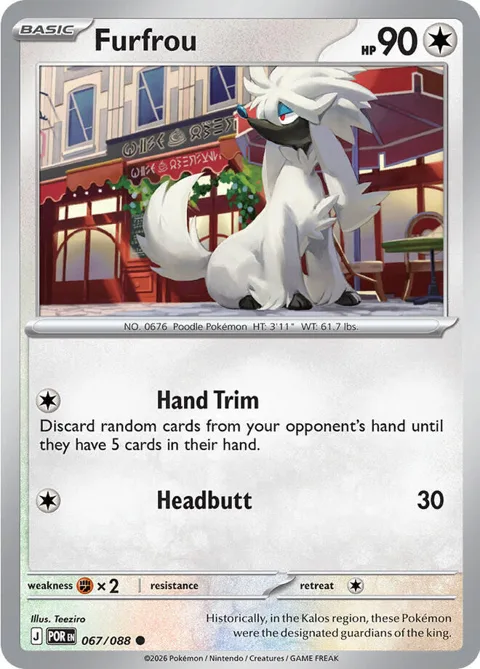 Furfrou #067/088 Reverse Holofoil Pokémon card from Perfect Order