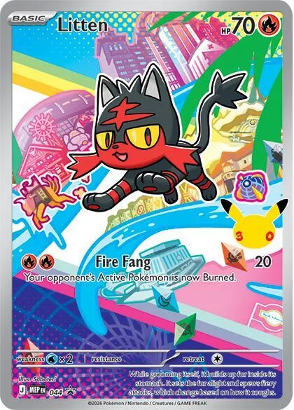 Litten #044 Holofoil Pokémon card from Mega Evolution Promo