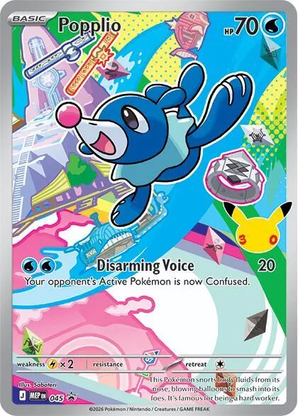 Popplio #045 Holofoil Pokémon card from Mega Evolution Promo