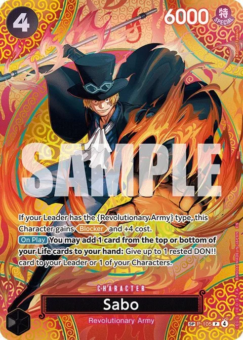 Sabo SP P-105 One Piece card from Adventure on Kami's Island
