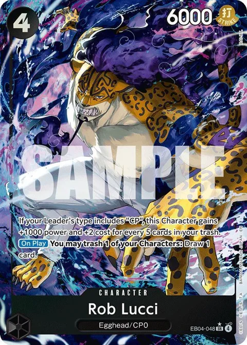 Rob Lucci Alt Art EB04-048 One Piece card from Adventure on Kami's Island