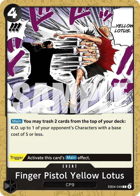 Finger Pistol Yellow Lotus EB04-049 One Piece card from Adventure on Kami's Island